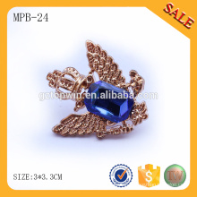 MPB24 China manufacturer crystal type metal pin badge with butterfly clasp for garment custom